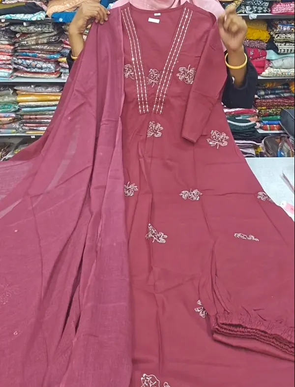 Premium 60×60 Cotton Top Bottom Dupatta Set | TS2971